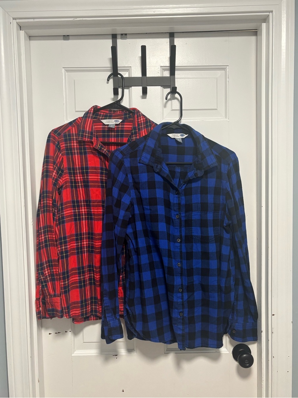 Old Navy Red & Blue Plaid Button-Down Tops
